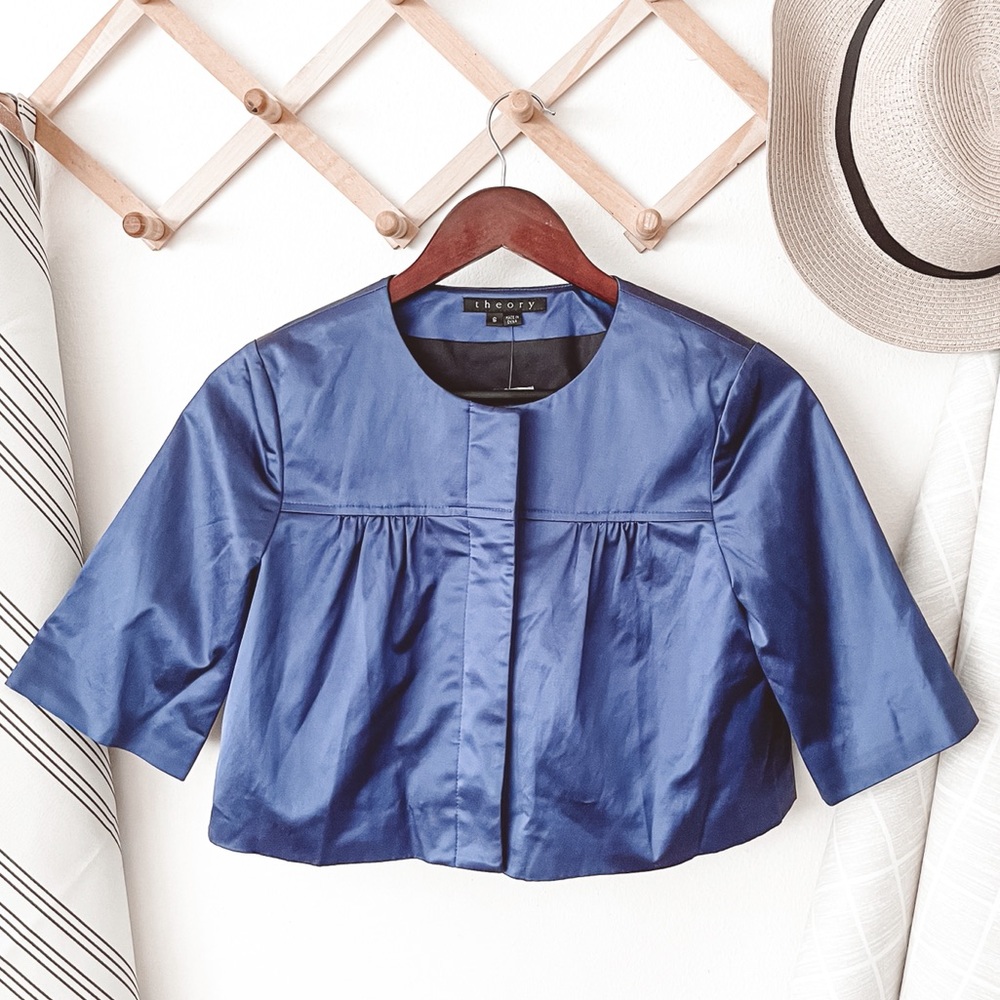 Theory Royal Blue Tilford Cropped Jacket